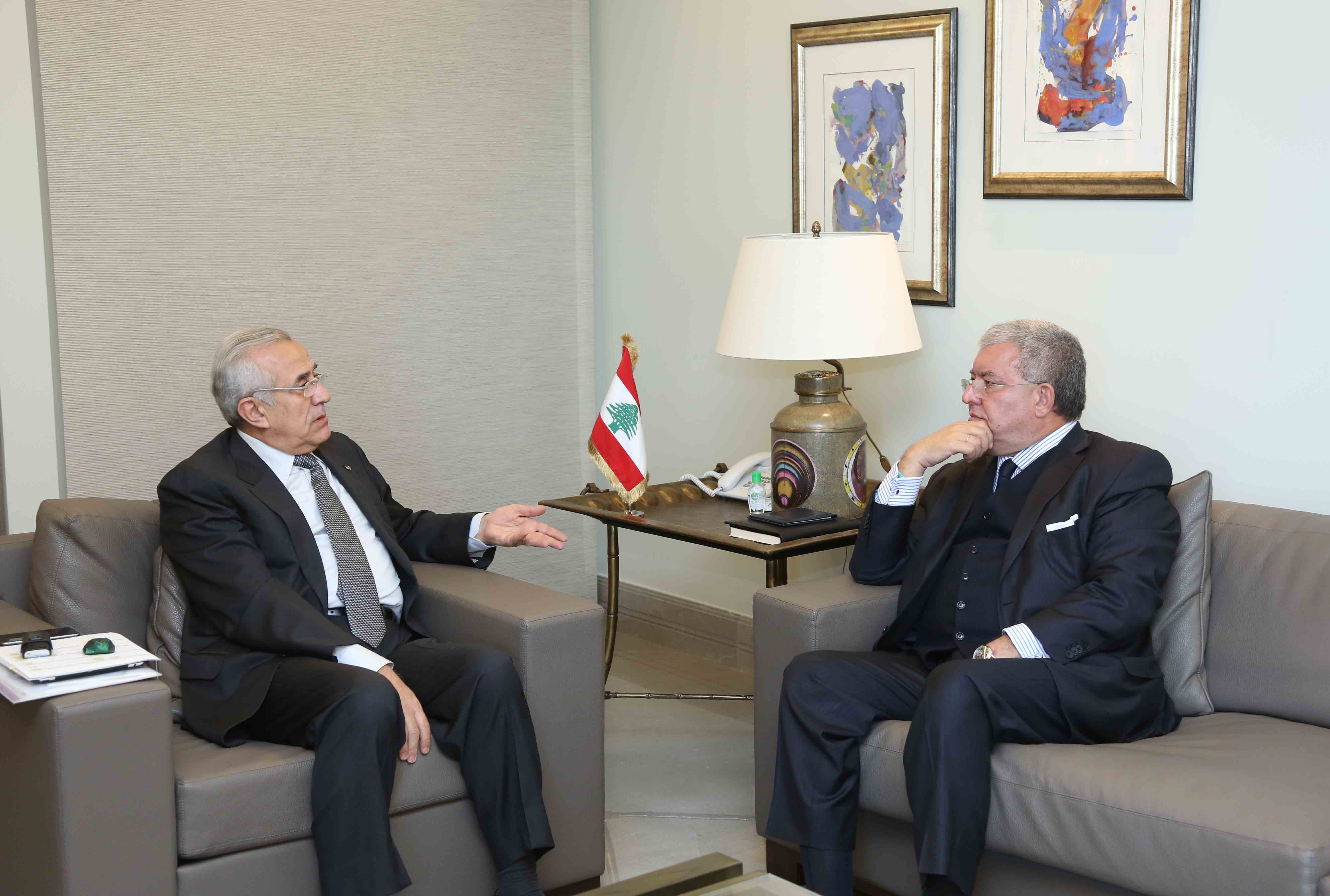 Former President Michel Sleiman Meets Minister Nouhad El Machnouk